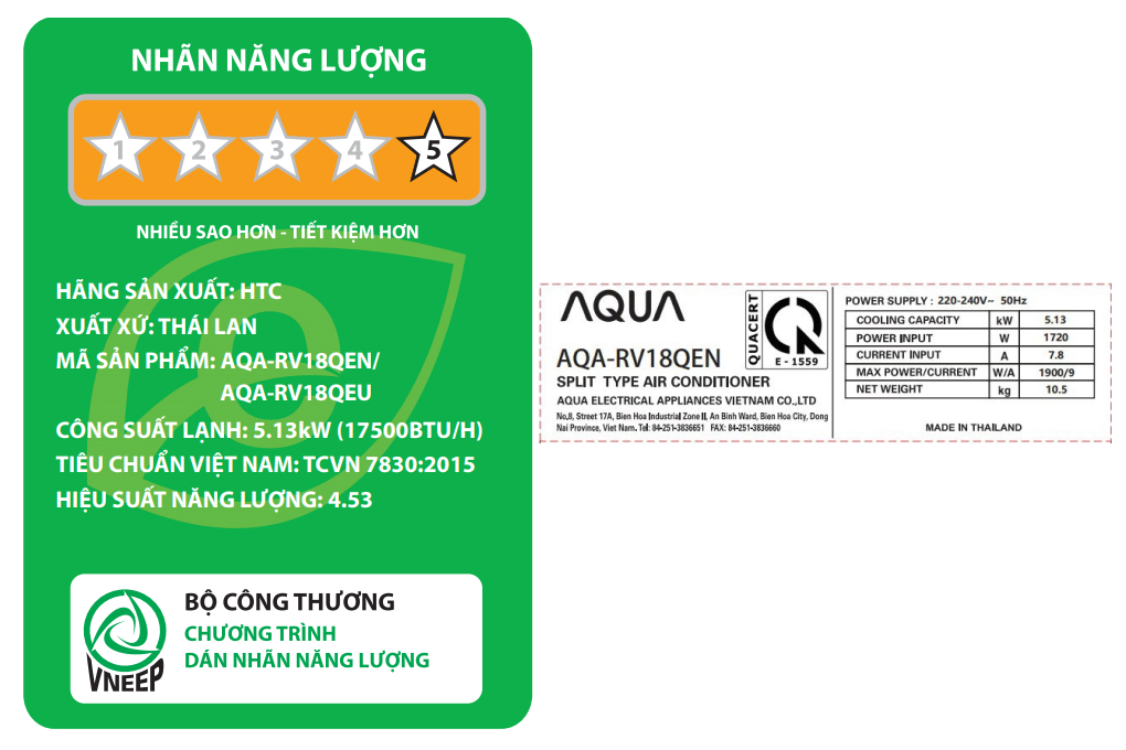 Máy lạnh AQUA Inverter 2 HP AQA-RV18QE Màu Trắng