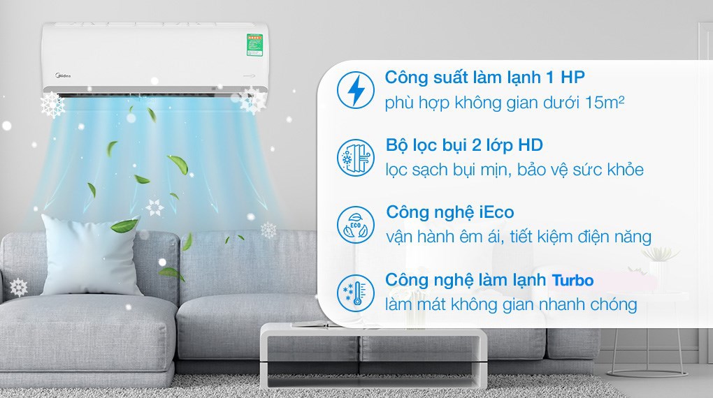 Máy lạnh Midea Inverter 1 HP MAFA-09CDN8