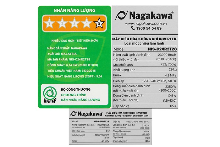 Máy lạnh Nagakawa Inverter 2.5 HP NIS-C24R2T28 Màu Trắng