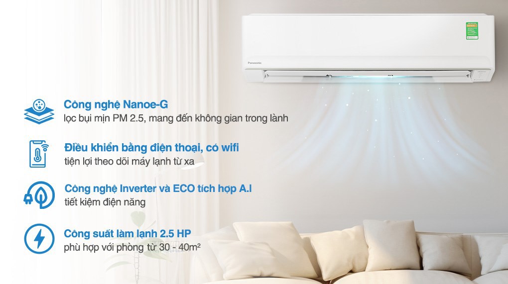 Máy lạnh Panasonic Inverter 2.5 HP CU/CS-PU24AKH-8