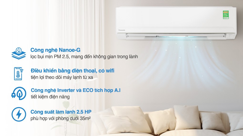 Máy lạnh Panasonic Inverter 2.5 HP CU/CS-PU24AKH-8