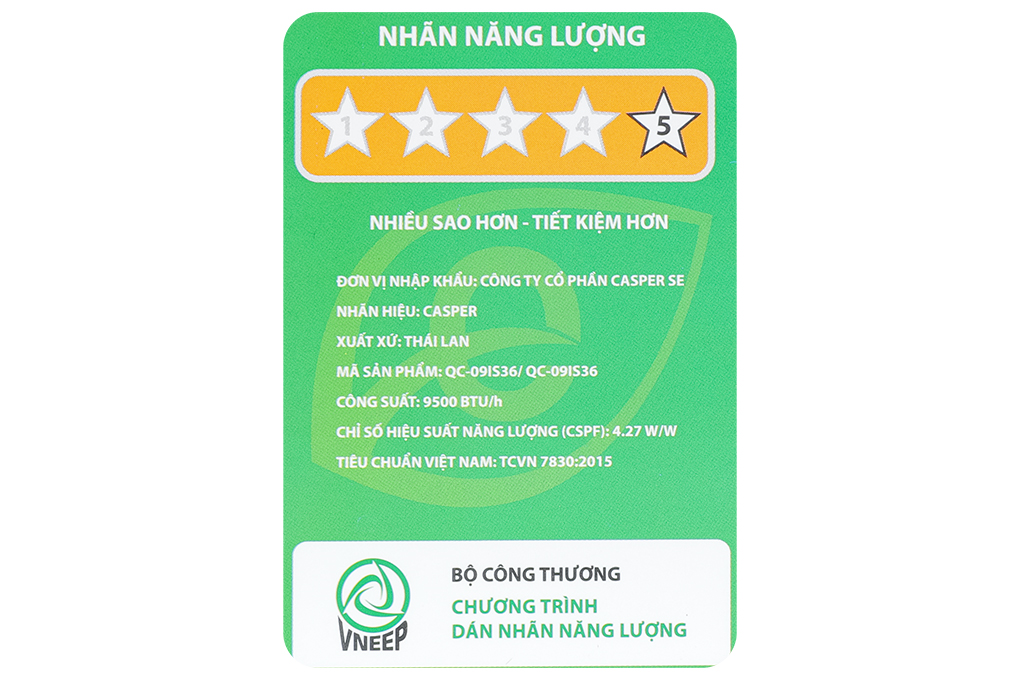 Máy lạnh Casper Inverter 1 HP QC-09IS36 Màu Trắng