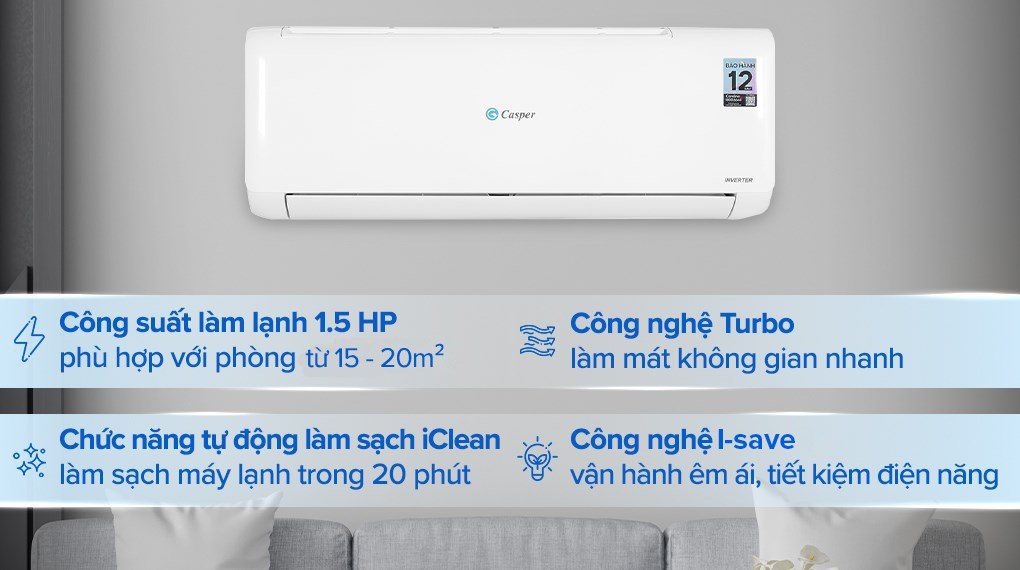 Máy lạnh Casper Inverter 1.5 HP TC-12IS36