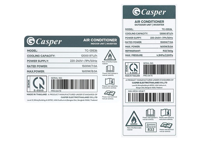 Máy lạnh Casper Inverter 1.5 HP TC-12IS36 Màu Trắng