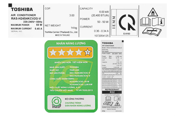 Máy lạnh Toshiba Inverter 2.5 HP RAS-H24S4KCV2G-V Màu Trắng