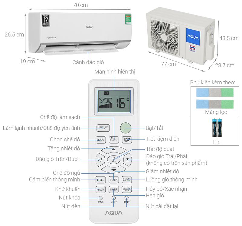 Máy lạnh AQUA Inverter 1 HP AQA-RUV10RB2