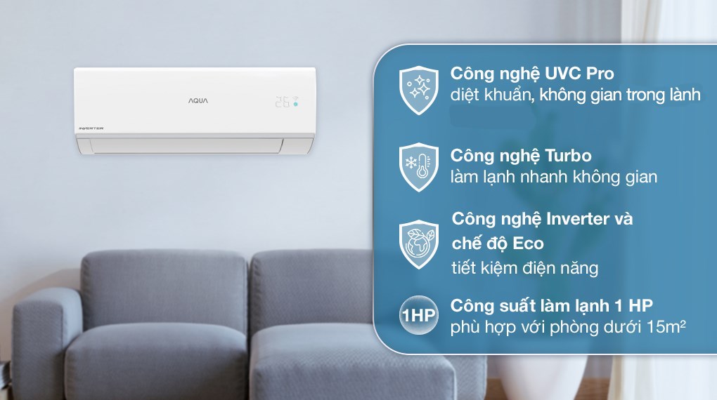 Máy lạnh AQUA Inverter 1 HP AQA-RUV10RB2