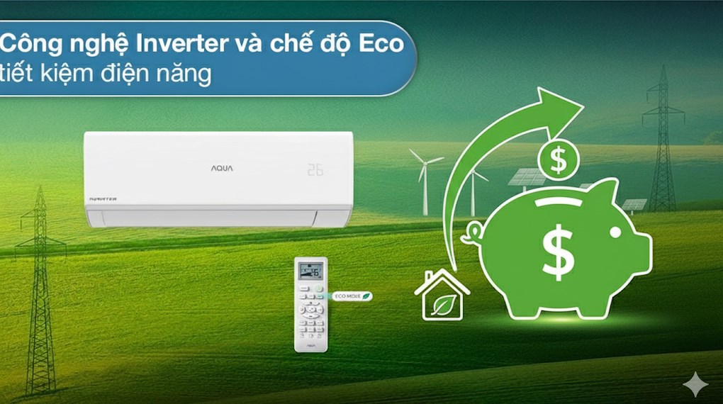 Điều hòa AQUA Inverter 9000 BTU AQA-RUV10RB2