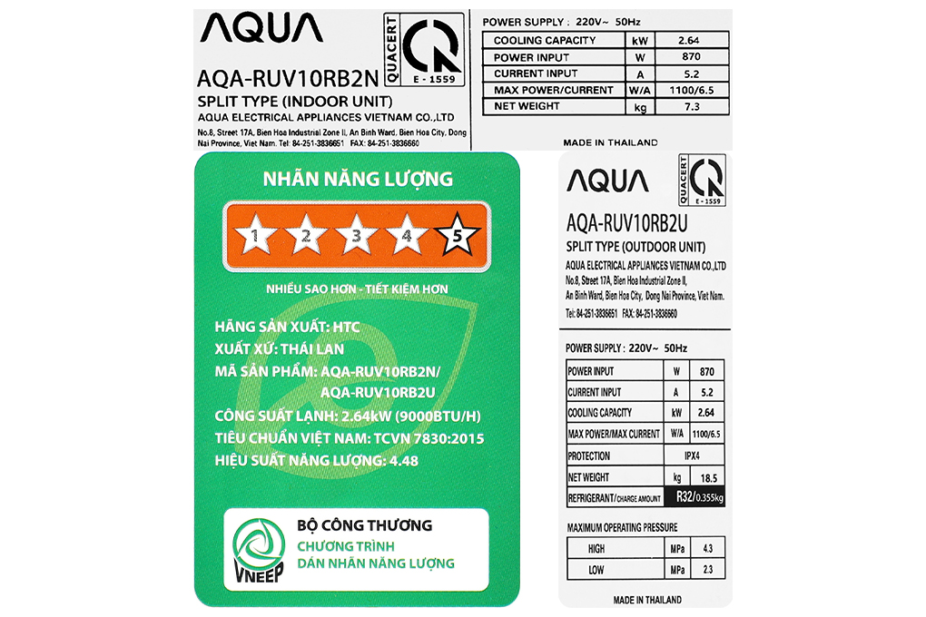 Điều hòa AQUA Inverter 9000 BTU AQA-RUV10RB2 Màu Trắng