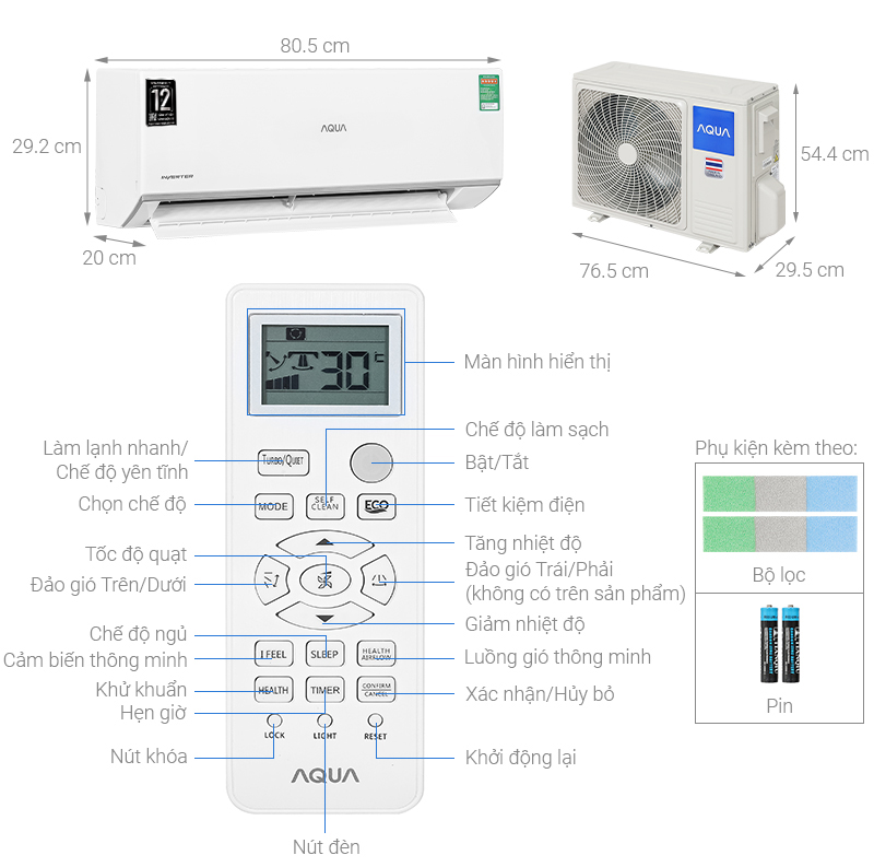 Máy lạnh AQUA Inverter 1.5 HP AQA-RUV13RB2