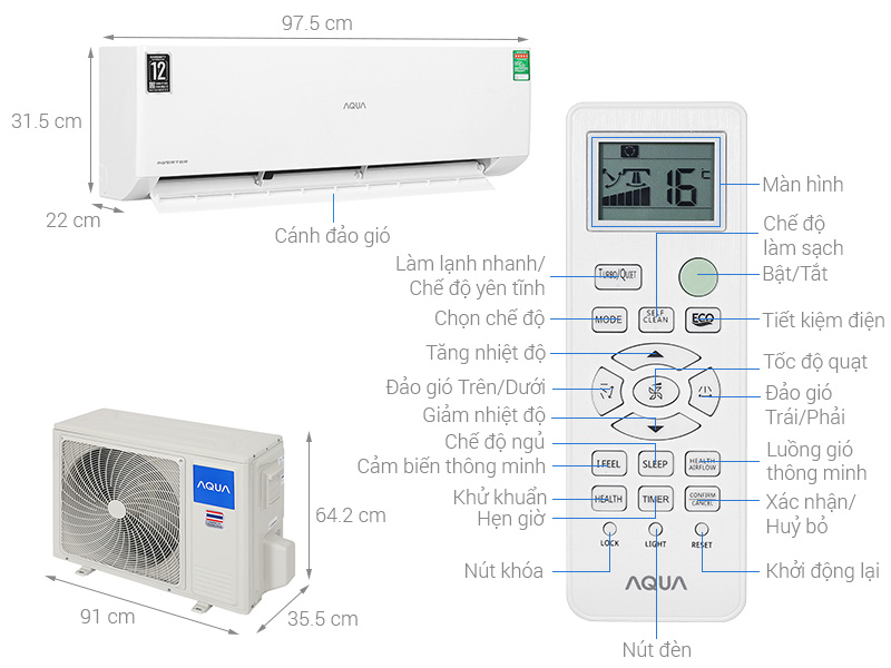 Máy lạnh AQUA Inverter 2.5 HP AQA-RV24QA2