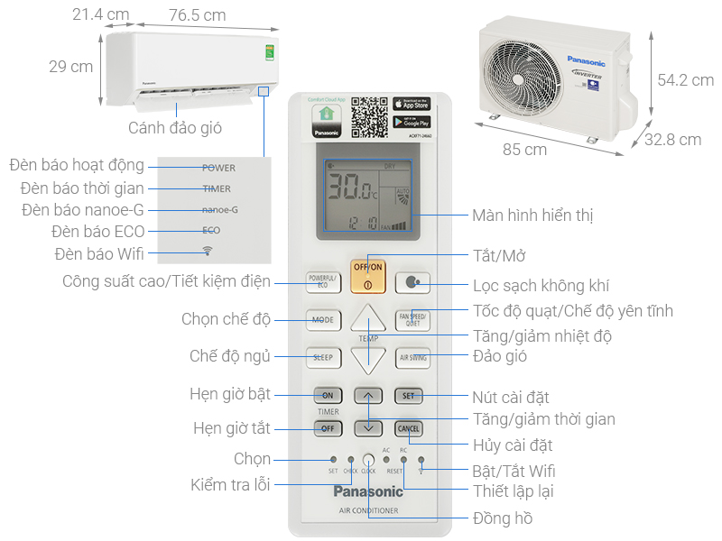 Điều hòa Panasonic Inverter 1 HP CU/CS-YZ9AKH-8