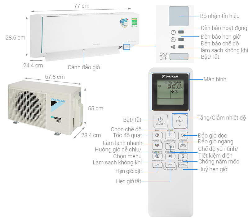 Máy lạnh Daikin Inverter 1.5 HP ATKF35YVMV
