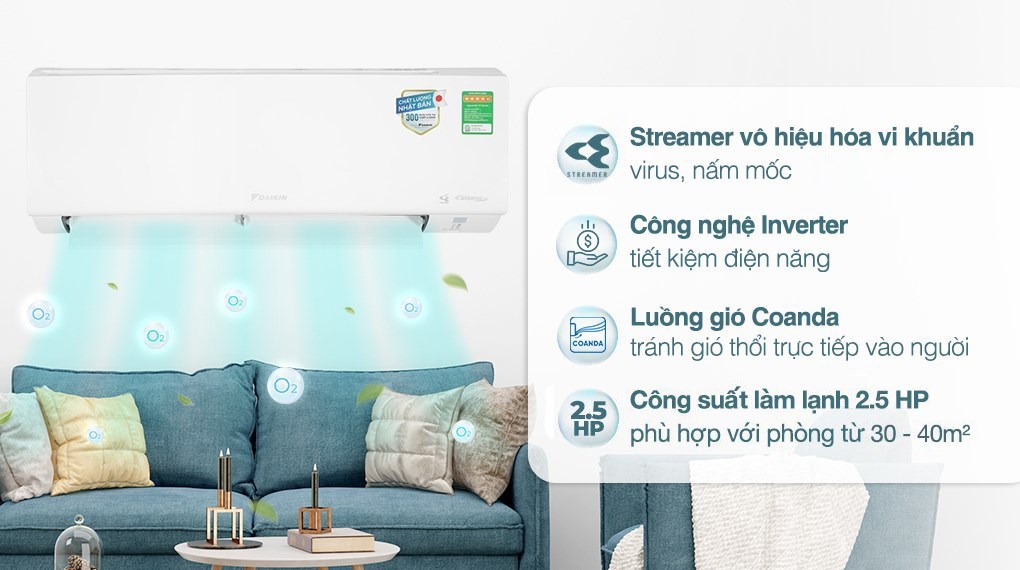 Máy lạnh Daikin Inverter 2.5 HP FTKF60YVMV