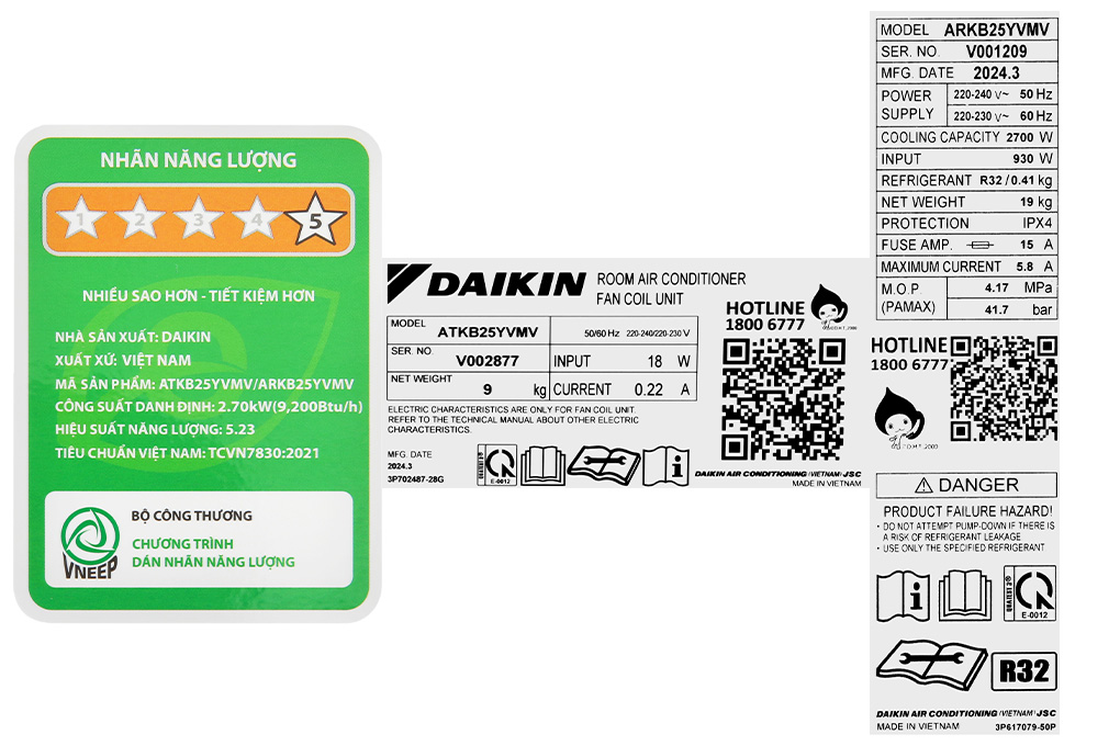 Máy lạnh Daikin Inverter 1 HP ATKB25YVMV Màu Trắng