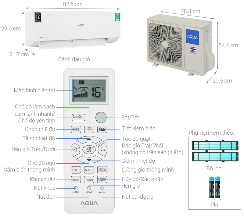 Máy lạnh AQUA Inverter 1 HP AQA-RUV10XAW2