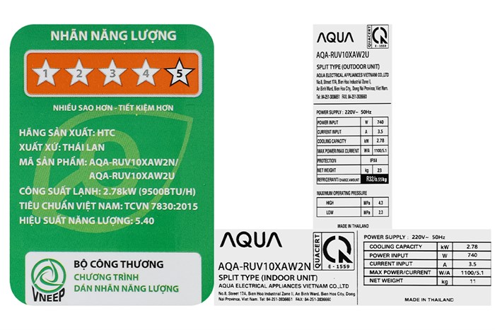 Máy lạnh AQUA Inverter 1 HP AQA-RUV10XAW2 Màu Trắng