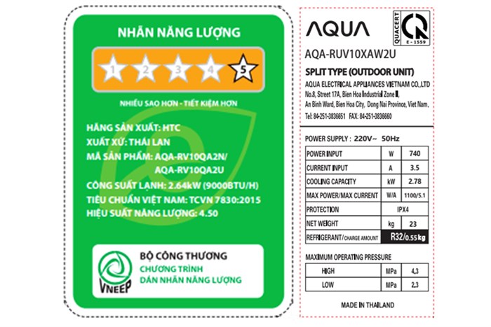 Máy lạnh AQUA Inverter 1 HP AQA-RUV10XAW2
