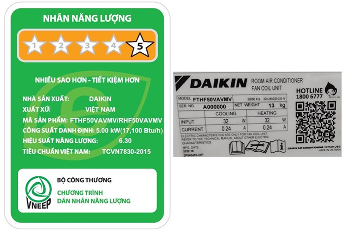 Điều hòa 2 chiều Daikin Inverter 17100 BTU FTHF50VAVMV Màu Trắng