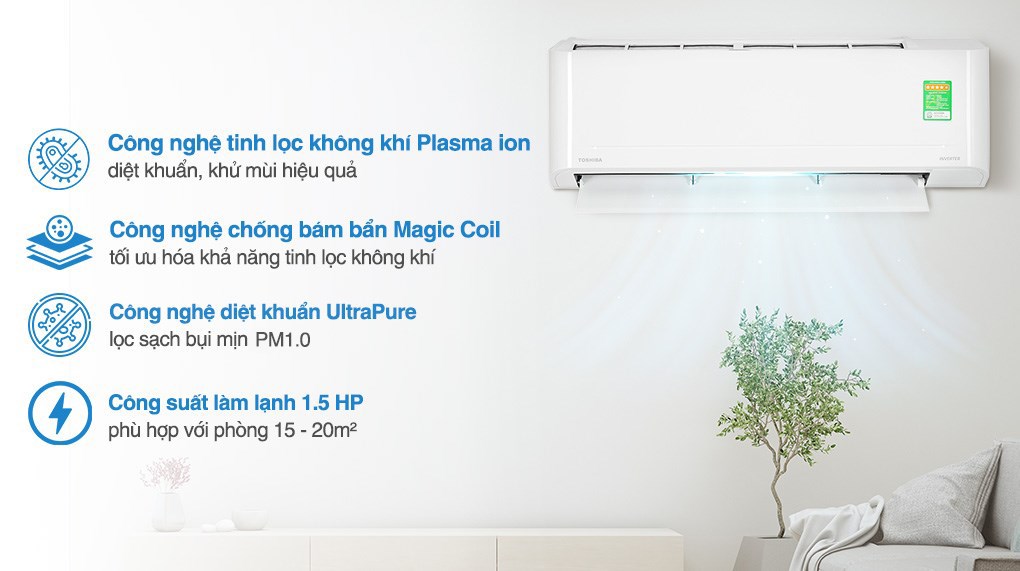 Máy lạnh Toshiba Inverter 1.5 HP RAS-H13E2KCVG-V