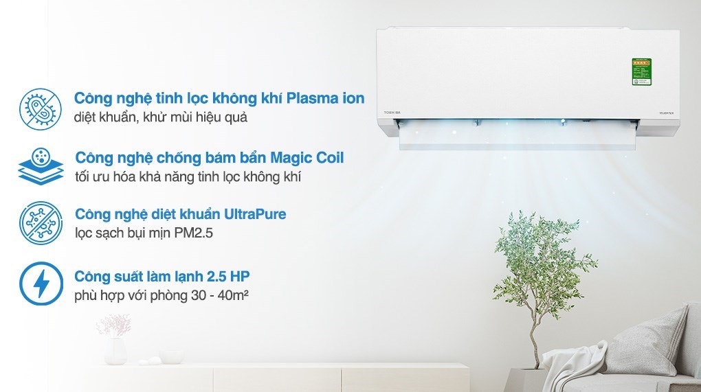 Máy lạnh Toshiba Inverter 2.5 HP RAS-H24E2KCVG-V