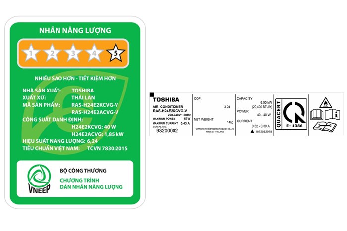 Máy lạnh Toshiba Inverter 2.5 HP RAS-H24E2KCVG-V Màu Trắng