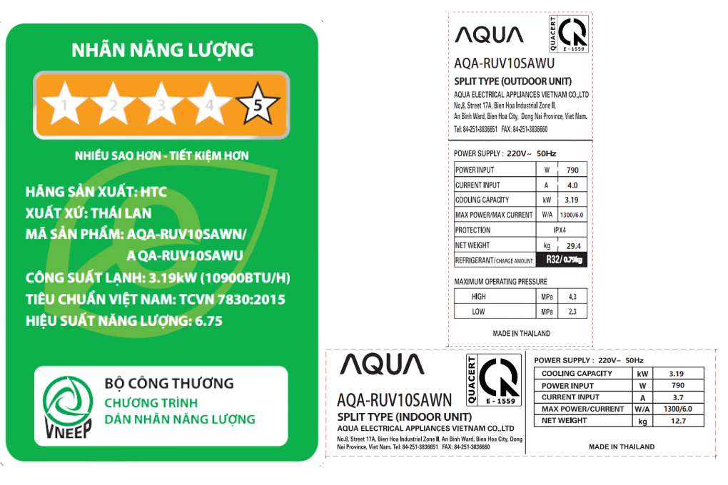 Điều hòa Aqua Inverter 10900 BTU AQA-RUV10SAW Màu Đen