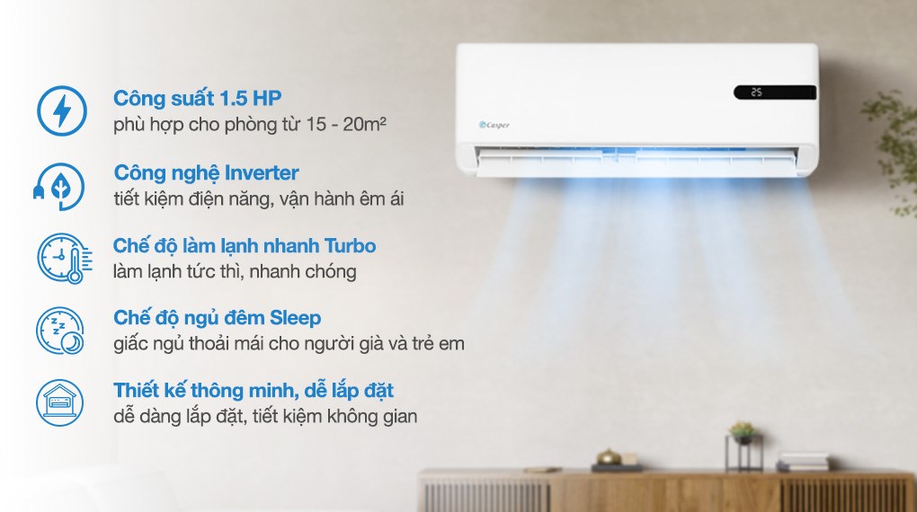 Máy lạnh Casper Inverter 1.5 HP GC-12IB36