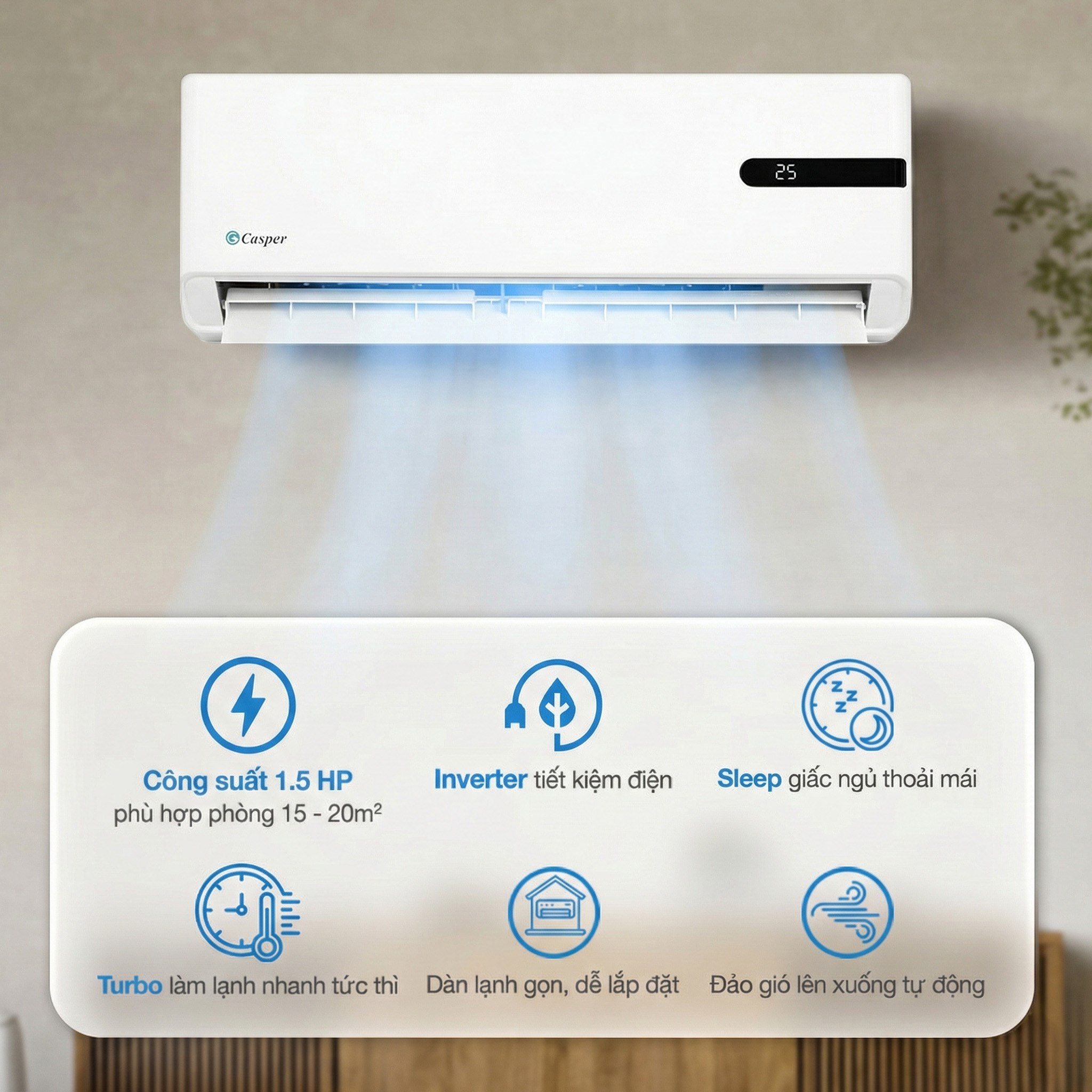 Máy lạnh Casper Inverter 1.5 HP GC-12IB36
