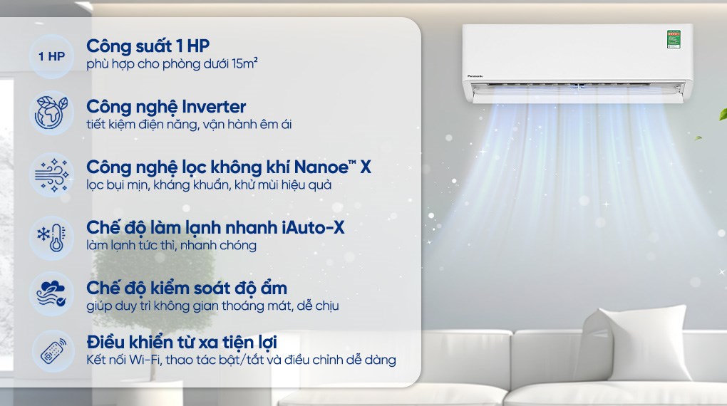 Máy lạnh Panasonic Inverter 1 HP CU/CS-U9BKH-8