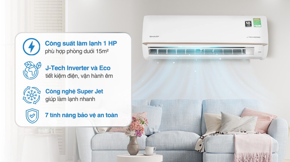 Máy lạnh Sharp Inverter 1 HP AH-X10CEWC