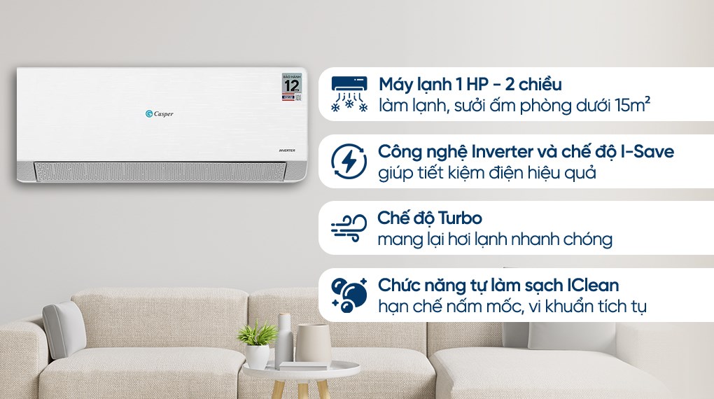 Máy lạnh 2 chiều Casper Inverter 1 HP QH-09IU36A