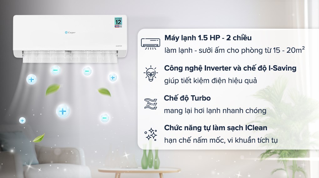Máy lạnh 2 chiều Casper Inverter 1.5 HP QH-12IU36A