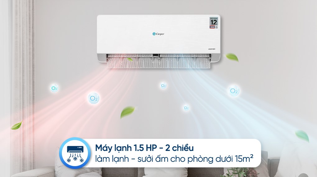 Máy lạnh 2 chiều Casper Inverter 1.5 HP QH-12IU36A