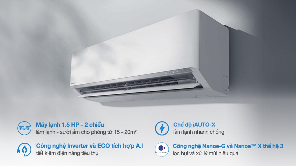 Máy lạnh 2 chiều Panasonic Inverter 1.5 HP CU/CS-XZ12BKH-8