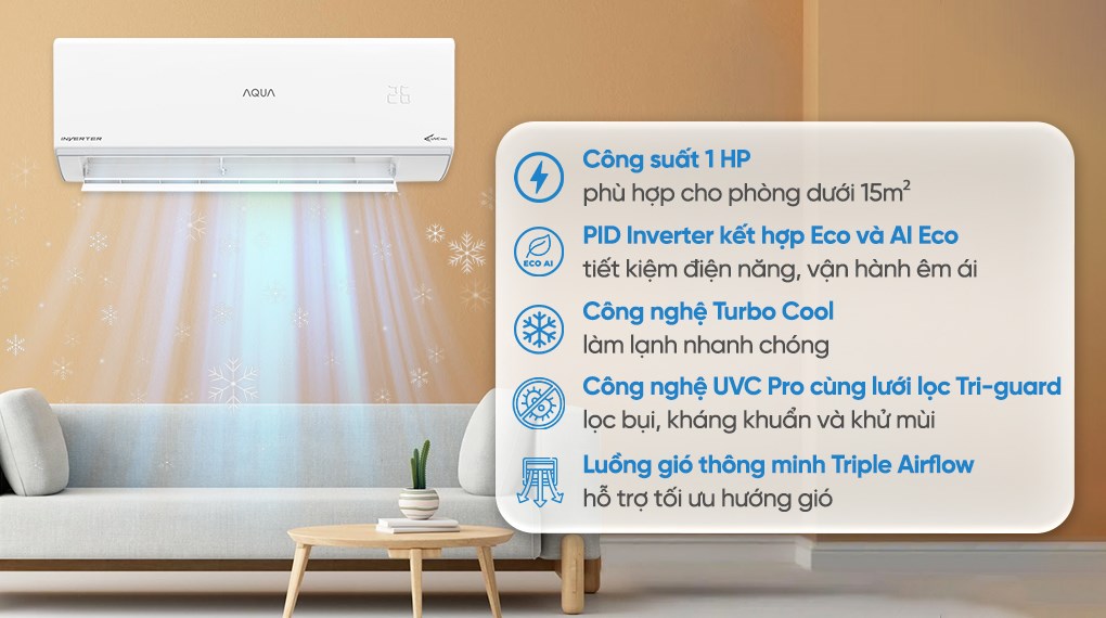 Máy lạnh AQUA Inverter 1 HP AQA-RUV10RB5