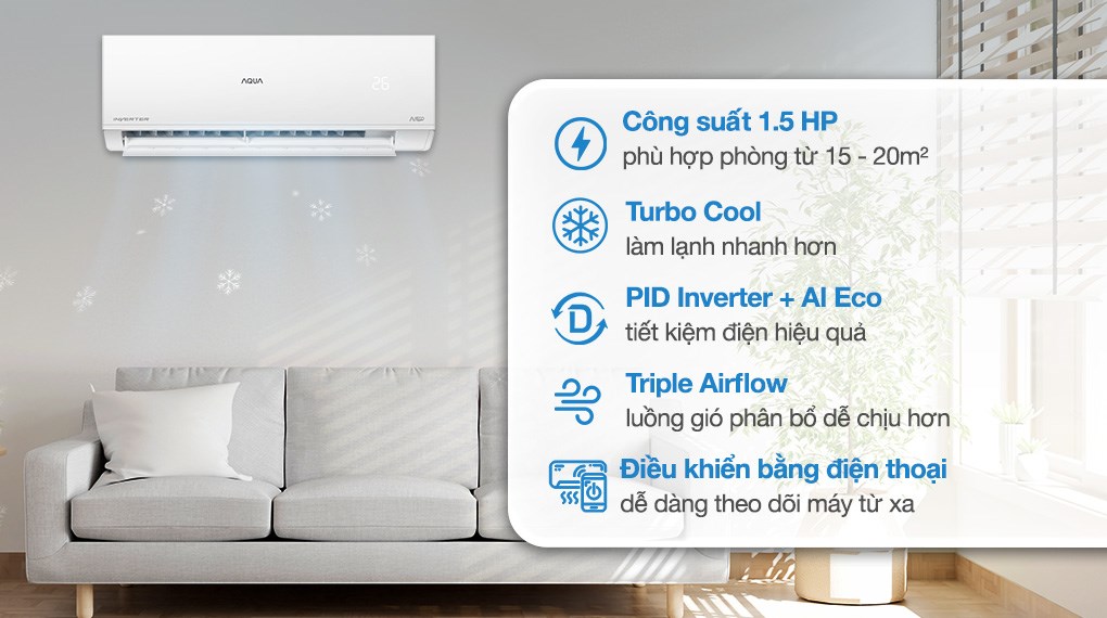 Máy lạnh AQUA Inverter 1.5 HP AQA-RV13QA5