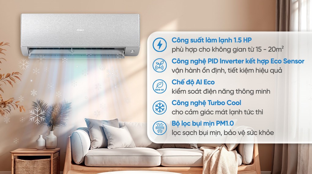 Máy lạnh Haier Inverter 1.5 HP HR-13VSP