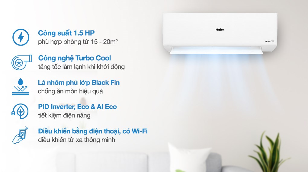 Máy lạnh Haier Inverter 1.5 HP HR-13VQI