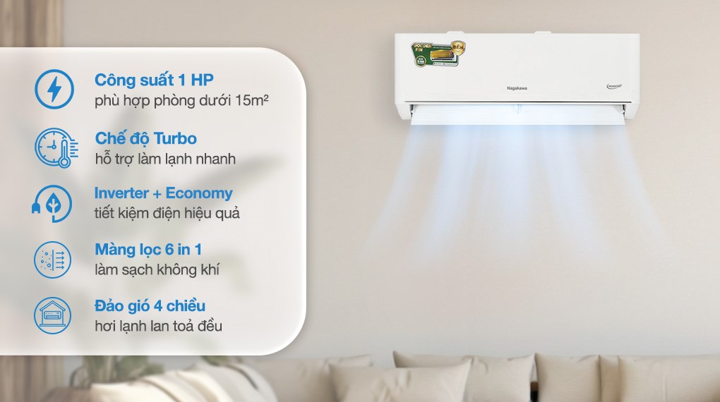 Máy lạnh Nagakawa Inverter 1 HP NIS-C09R2T62