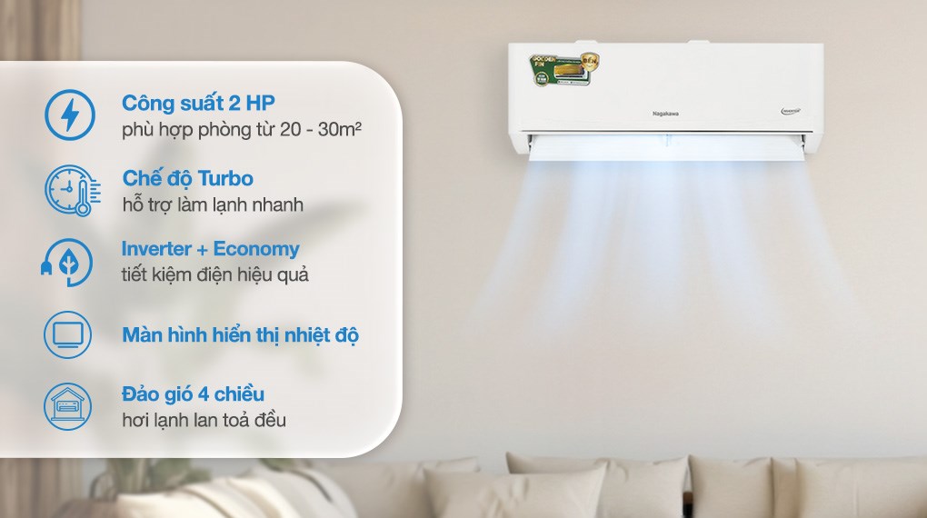 Máy lạnh Nagakawa Inverter 2 HP NIS-C18R2T62