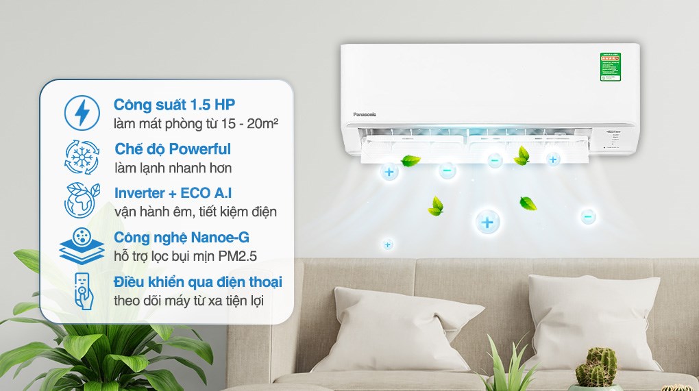 Máy lạnh Panasonic Inverter 1.5 HP CU/CS-PU12CKH-8D