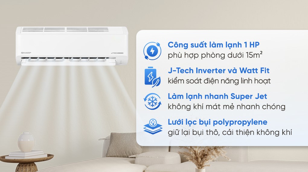 Máy lạnh Sharp Inverter 1 HP AH-X10DEW
