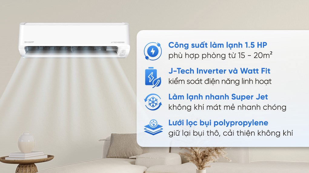 Máy lạnh Sharp Inverter 1.5 HP AH-X13DEW