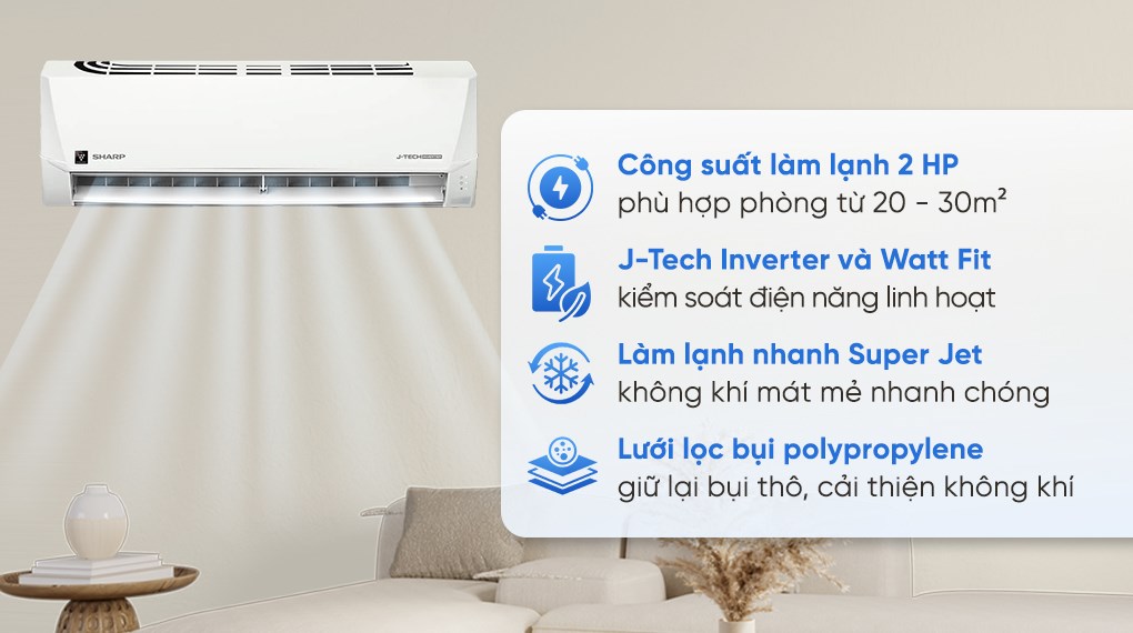 Máy lạnh Sharp Inverter 2 HP AH-X18DEW