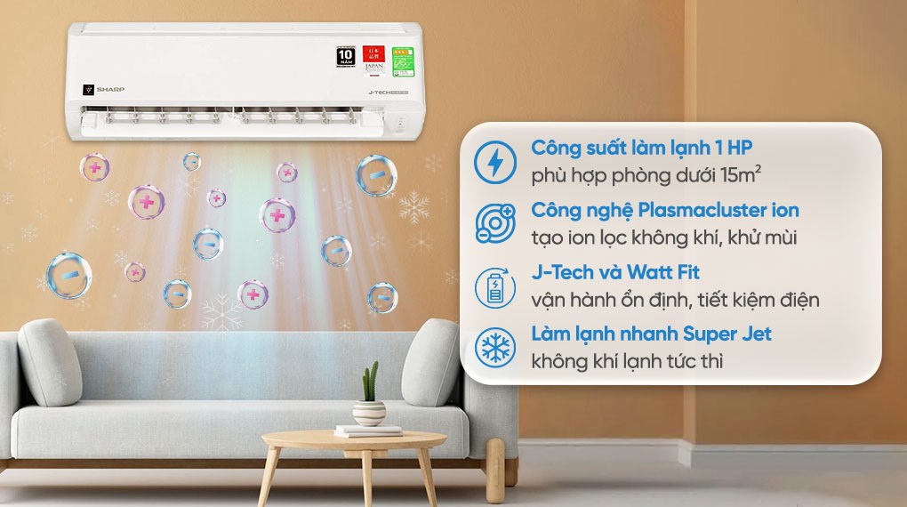 Máy lạnh Sharp Inverter 1 HP AH-XP10DSW