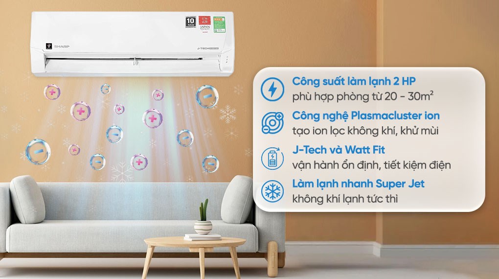 Máy lạnh Sharp Inverter 2 HP AH-XP18DSW