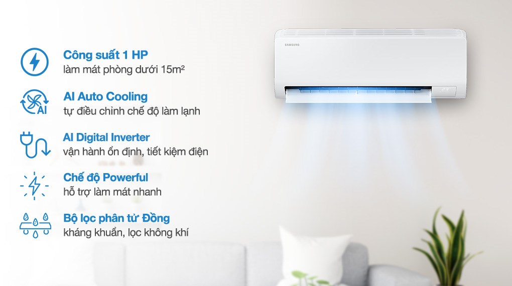 Điều hòa Samsung Inverter 9000 BTU AR50H10D1BHNSV
