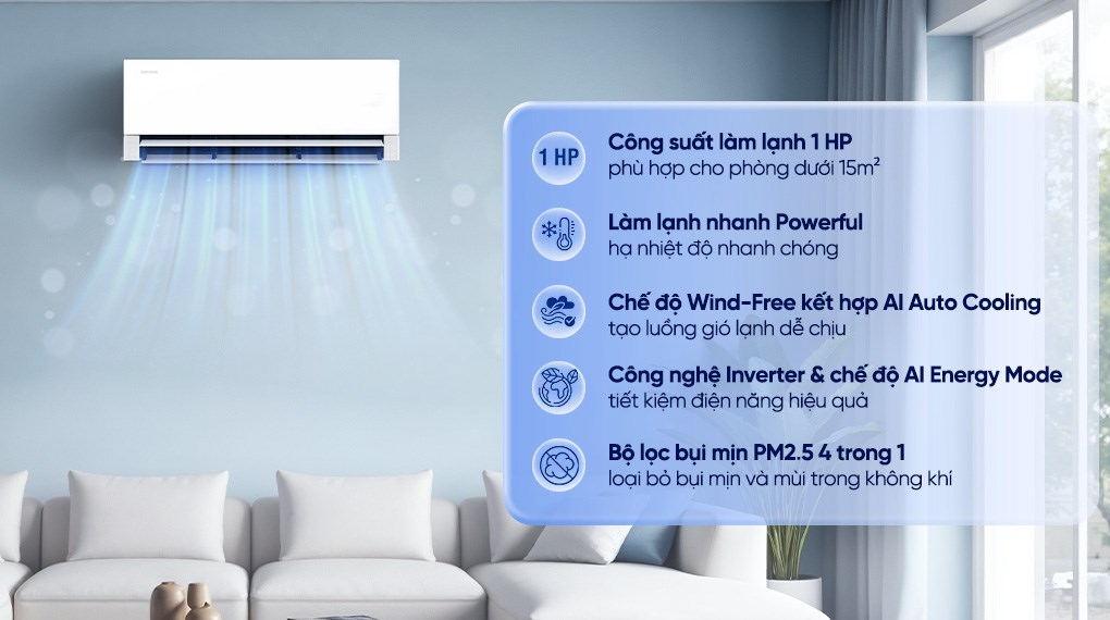 Điều hòa Samsung Wind-Free Inverter 9000 BTU AR70H10D1BWNSV