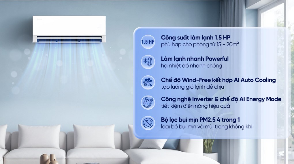 Máy lạnh Samsung Wind-Free Inverter 1.5 HP AR70H13D1BWNSV